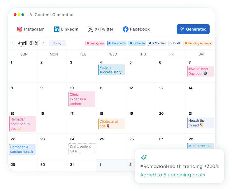 AI content calendar with scheduled posts